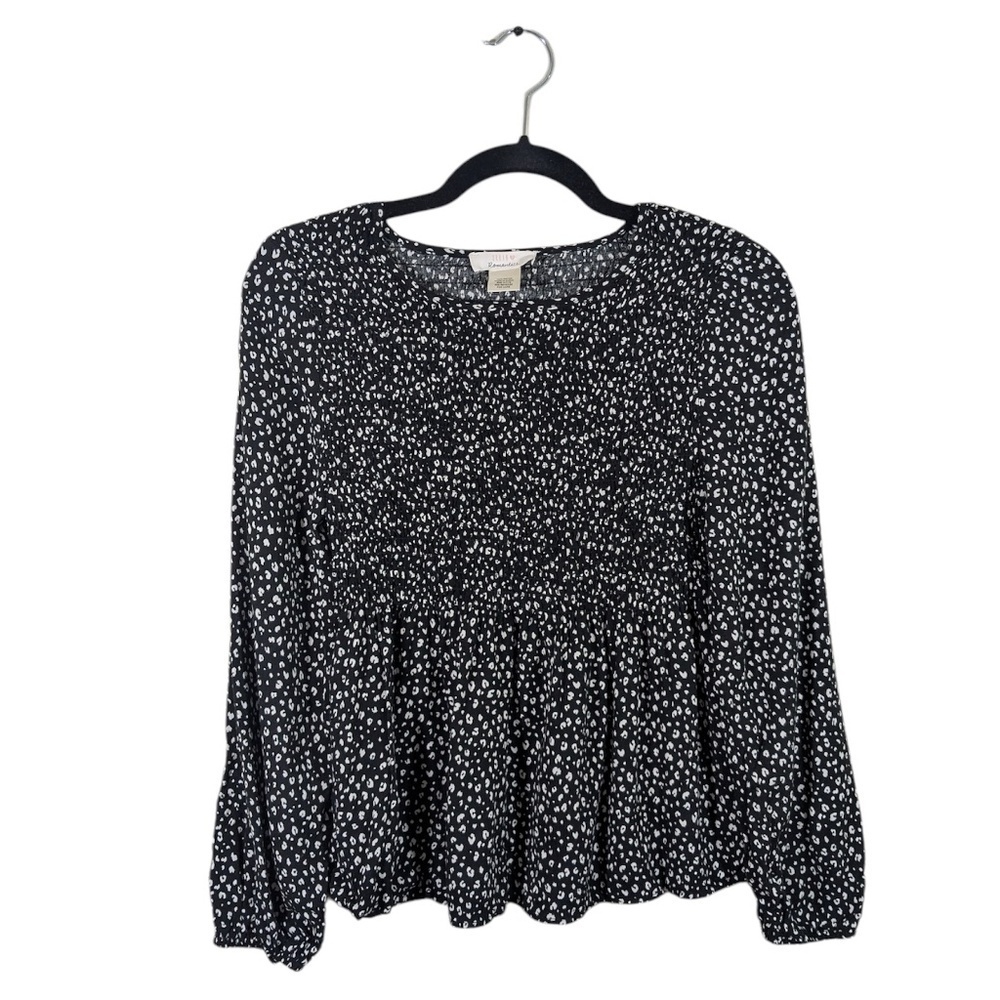 Urban Romantics Black & White Leopard Print Top Size S